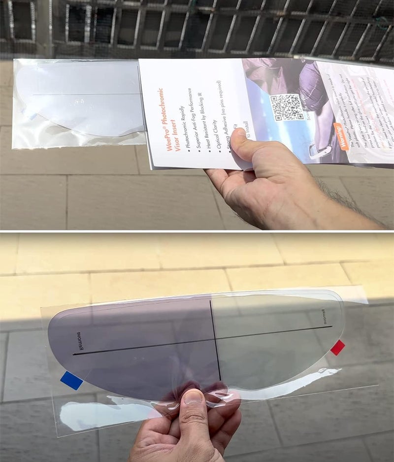 RVBASICS Photochromic and Anti-Fog Film for Motorcycle Helmet Visor Helmet Shield Insert Lens Transitional Visor Film from A Clear to A Indigo Tint,Stay Transparent Indoors,Darken in the Sun,Visual Comfort - Image 2